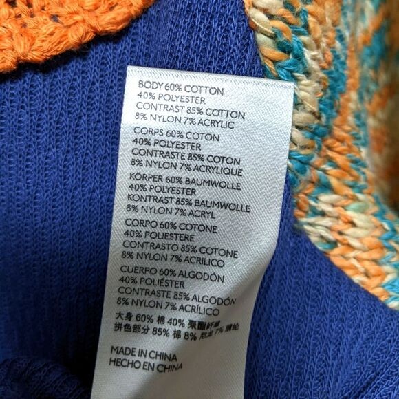 NWT FREE PEOPLE Swit the Small Stuff Mock Neck Sweater Top Navy Combo XL - Picture 6 of 7